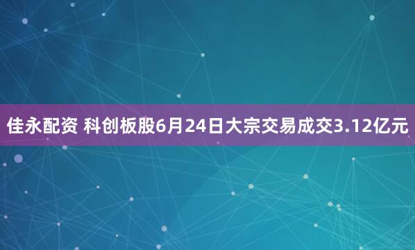佳永配资 科创板股6月24日大宗交易成交3.12亿元